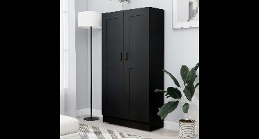 Boekenkast 82,5x30,5x150 cm bewerkt hout zwart