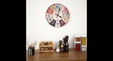 Wandklok vintage stijl 30 cm meerkleurig