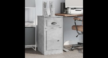 Bijzetkast met lade 40x50x75 cm bewerkt hout betongrijs