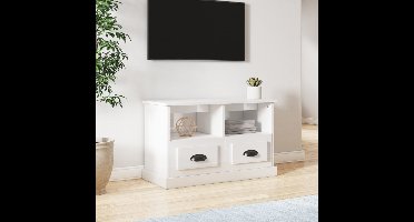 Tv-meubel 80x35x50 cm bewerkt hout hoogglans wit