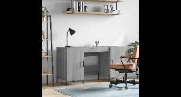 Bureau 140x50x75 cm bewerkt hout grijs sonoma eikenkleurig