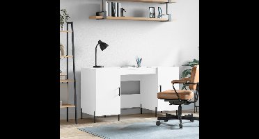 Bureau 140x50x75 cm bewerkt hout wit