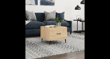 Salontafel 50x50x35 cm bewerkt hout sonoma eikenkleurig