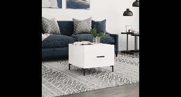 Salontafel 50x50x40 cm bewerkt hout hoogglans wit