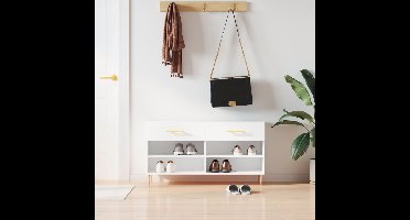 Schoenenbank 102x35x55 cm bewerkt hout wit