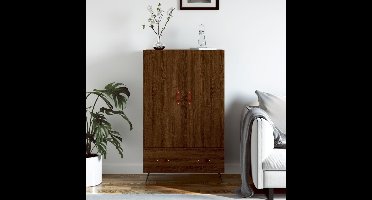 Hoge kast 69,5x31x115 cm bewerkt hout bruin eikenkleur