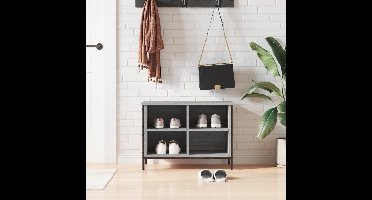 Schoenenkast 69x35x50 cm bewerkt hout grijs sonoma eikenkleurig