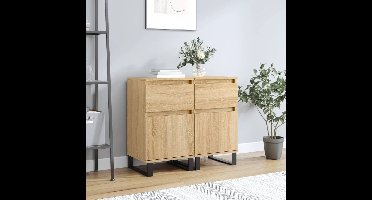 Dressoirs 2 st 40x35x70 cm bewerkt hout sonoma eikenkleurig