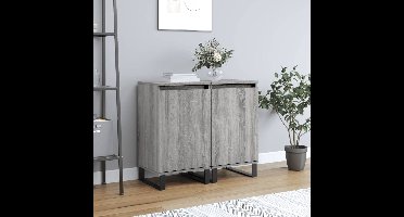 Dressoirs 2 st 40x35x70 cm bewerkt hout grijs sonoma