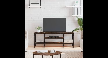 Tv-meubel 121x35x45 cm bewerkt hout en ijzer gerookt eikenkleur