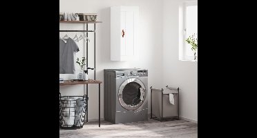 Wandkast 34,5x34x90 cm bewerkt hout wit