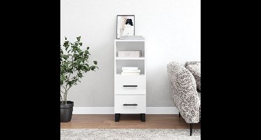 Dressoir 34,5x34x90 cm bewerkt hout hoogglans wit