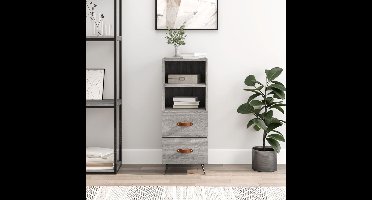 Dressoir 34,5x34x90 cm bewerkt hout grijs sonoma eikenkleurig