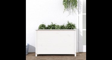 Plantenbak verhoogd 119,5x40x78 cm massief grenenhout wit