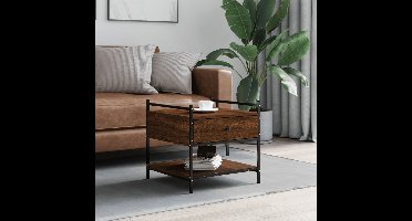 Salontafel 50x50x50 cm bewerkt hout bruin eikenkleur