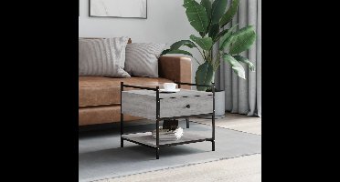 Salontafel 50x50x50 cm bewerkt hout grijs sonoma