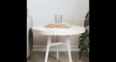 Tafelblad rondØ50x3 cm massief grenenhout wit