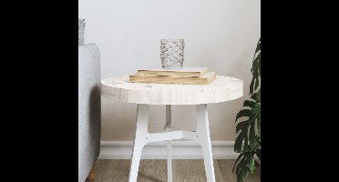 Tafelblad rondØ40x3 cm massief grenenhout wit