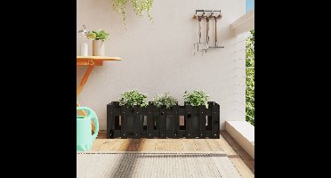 Plantenbak verhoogd hekontwerp 100x30x30 cm grenenhout zwart