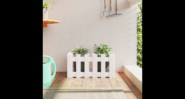 Plantenbak met hekontwerp 60x30x30 cm massief grenenhout wit