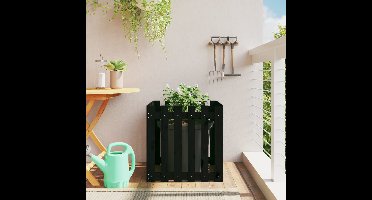 Plantenbak met hekontwerp 60x60x60 cm massief grenenhout zwart