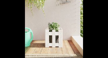 Plantenbak met hekontwerp 30x30x30 cm massief grenenhout wit