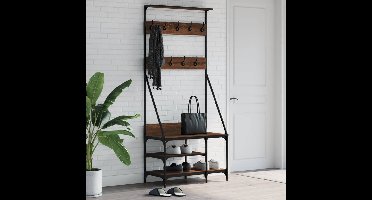 Kledingrek met schoenenrek 80x40x184 cm bruin eikenkleur