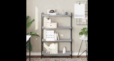 Boekenkast 4-laags 80x30x120 cm bewerkt hout grijs sonoma