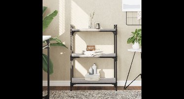 Boekenkast 3-laags 60x30x86 cm bewerkt hout grijs sonoma eiken