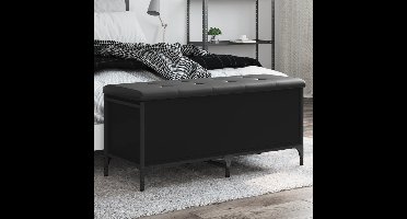 Opbergbankje 102x42x45 cm bewerkt hout zwart