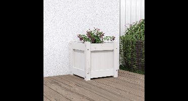 Plantenbak 31x31x31 cm massief grenenhout wit