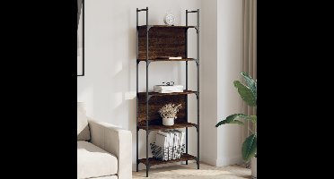 Boekenkast 5-laags 60,5x24x166,5 cm bewerkt hout bruineiken