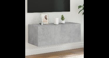 Tv-wandmeubel met LED-verlichting 80x35x31 cm betongrijs