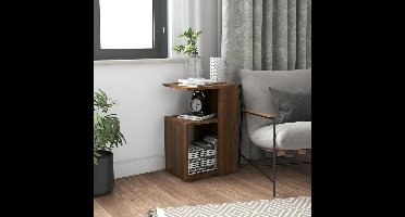 Bijzettafel 36x30x56 cm bewerkt hout bruin eikenkleur