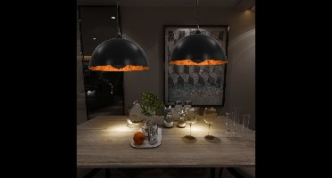 Plafondlampen 2 st halfrond E27 40 cm zwart en goudkleurig