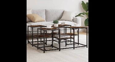 Salontafel 91x91x40 cm bewerkt hout gerookt eikenkleurig