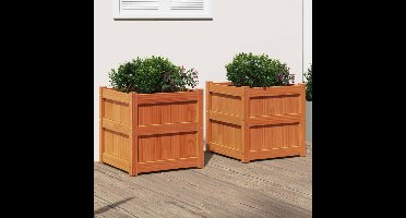 Plantenbakken 2 st cm massief grenenhout wasbruin