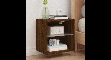 Nachtkastje met LED's wandgemonteerd bruin eikenkleur