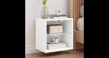 Nachtkastjes met LED's 2 st wandgemonteerd wit