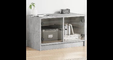 Tv-meubel met glazen deuren 68x37x42 cm betongrijs