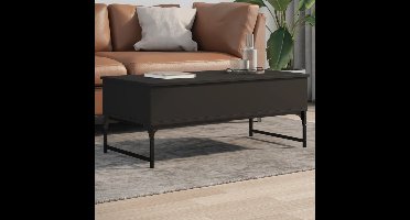 Salontafel 100x50x40 cm bewerkt hout en metaal zwart