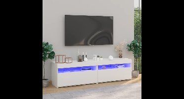 Tv-meubelen 2 st met LED-verlichting 75x35x40 cm hoogglans wit