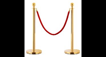 Afzetkoord fluweel rood en goudkleurig