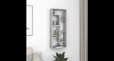 Wandschap 36x16x90 cm bewerkt hout betongrijs