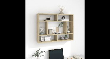 Wandschap 75x16x55 cm bewerkt hout sonoma eikenkleurig