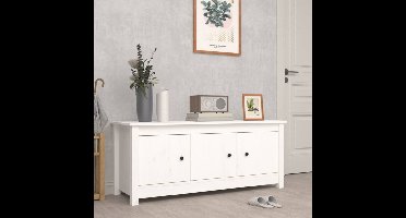 Schoenenkast 110x38x45,5 cm massief grenenhout wit