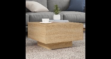 Salontafel met LED-verlichting 55x55x31 cm sonoma eikenkleurig