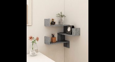 Hoekwandschap 40x40x50 cm bewerkt hout grijs sonoma eikenkleur