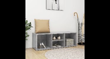Schoenenopbergbank 105x35x35 cm bewerkt hout betongrijs