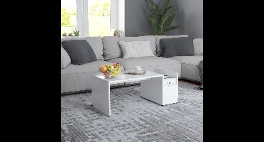 Salontafel 90x45x35 cm bewerkt hout wit